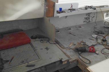 Photo of inside the deckhouse. The stern controls have been removed.