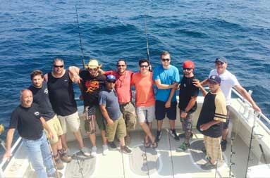 Overhead shot of today's crew on the boat on the way back inshore.